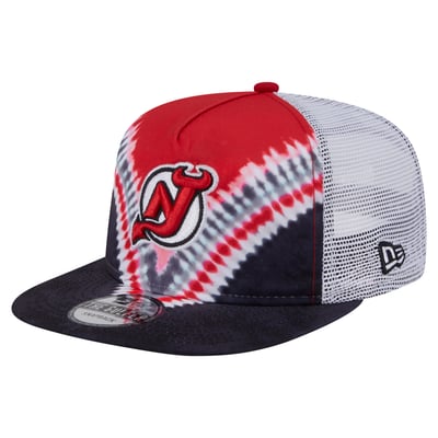  New Jersey Devils New Era Throwback V-Dye Adjustable Golfer Hat - Black/Red